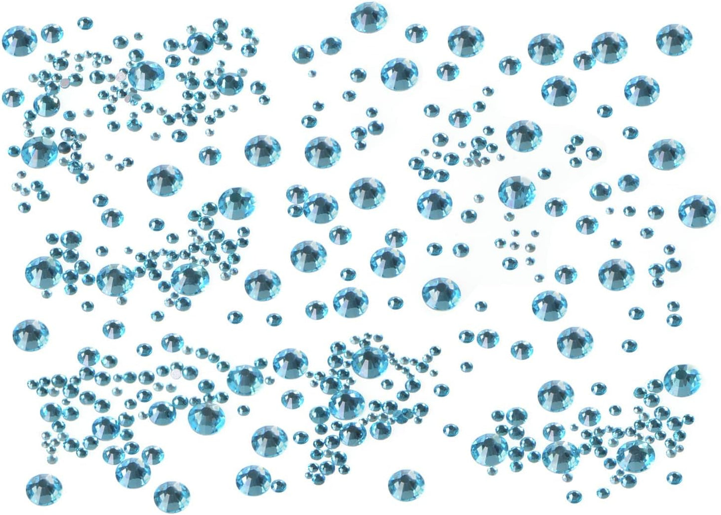 Bymitel 5000 Pieces 6 Mixed Sizes Glue Fix on Glass Rhinestones Round Crystal Gems Flatback for DIY Jewelry Making with one Picking Pen(6-Sizes 5000PCS, Aquamarine)