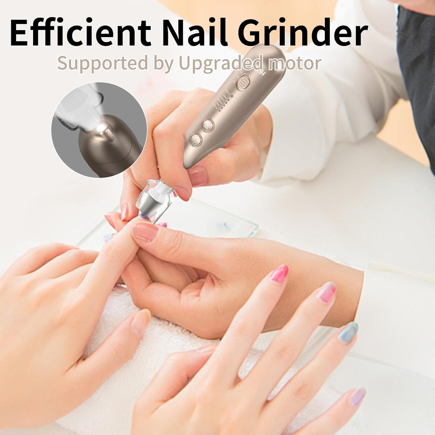 Manicure Pedicure Kit, Professional Nail Grinder for Senior Thick Toenail, Cordless Electric Nail File, 5 Speeds Pedicure Tools for feet Callus Remover, Nail Drill for Women Hand Feet Care