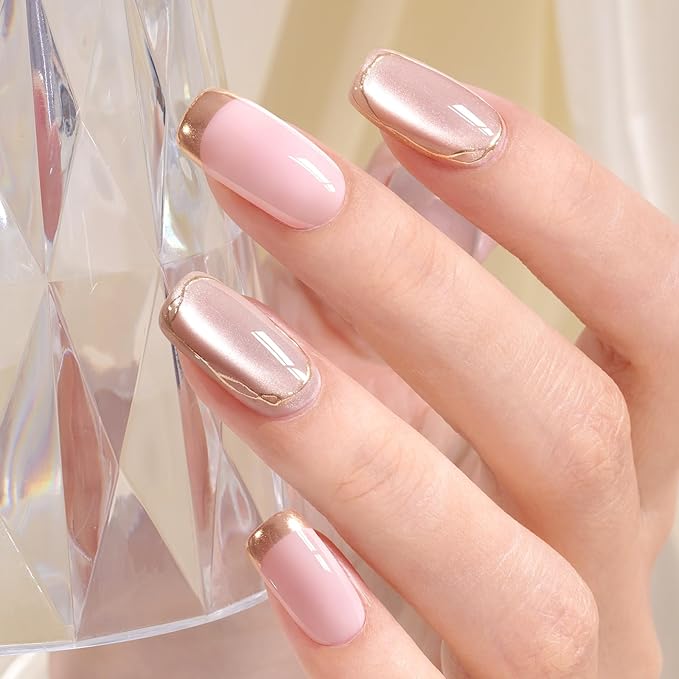 AILLSA Cat Eye Gel Nail Polish Nude Glitter Crystal Polish with Magnet, Glass Sparkle Nail Polish Reflective Shimmer Translucent Jelly Color U V Gel Salon DIY at Home 0.5 OZ GF26
