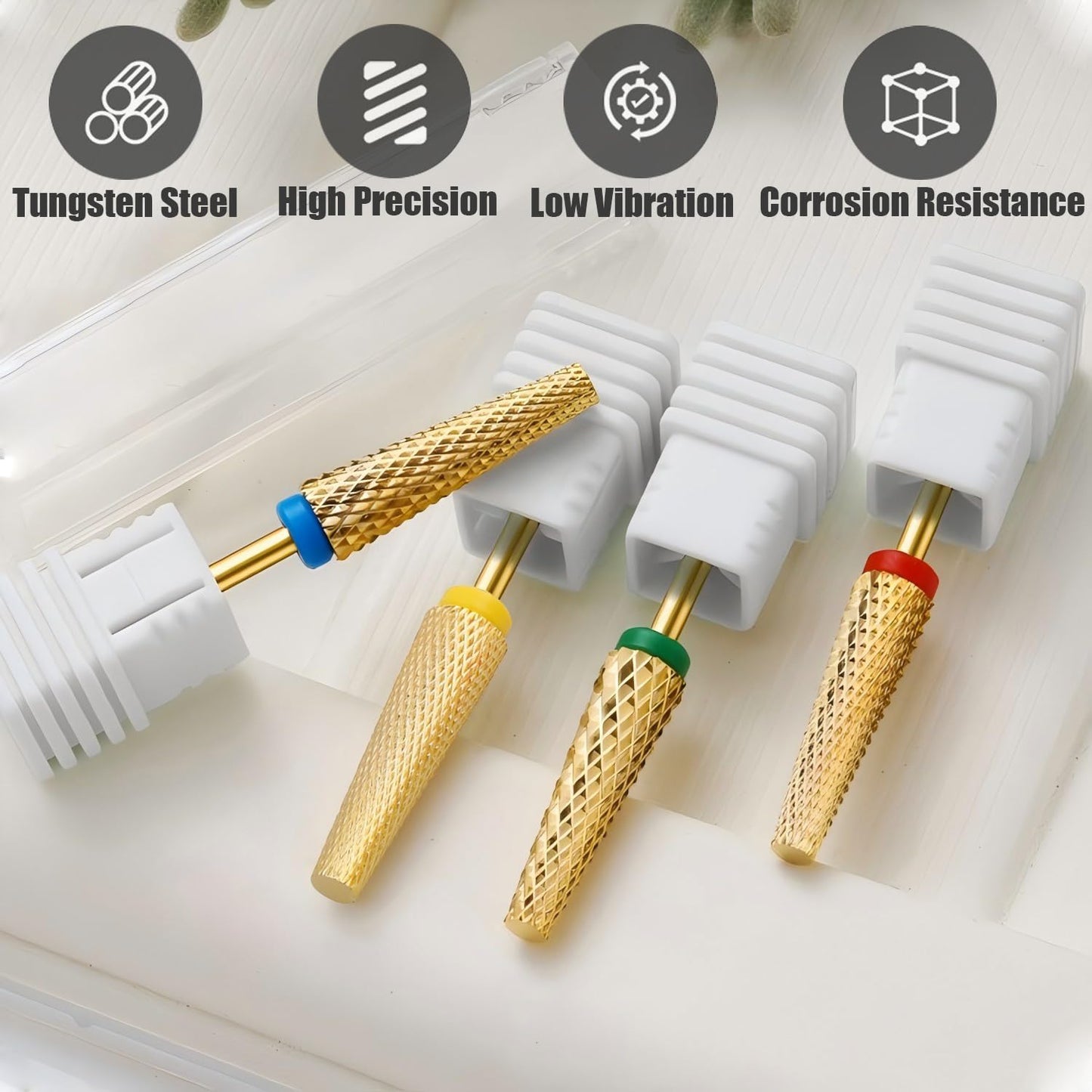 Yakamoz 4Pcs Super Long Nail Drill Bits Set, 3/32" Professional Carbide Tungsten Nail File Bits C M F XF Safety Efile Nail Bits for Nails Gel Polish Manicure Pedicure