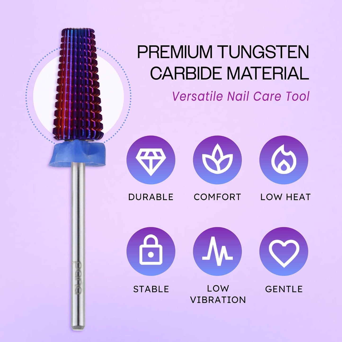 PANA 3/32" Shank 5-in-1 Nail Carbide Bit - (Triple Coarse - Medium Grit, Purple) - Two Way Rotate use for Both Left and Right Handed Fast Remove Acrylic or Hard Gel Machine