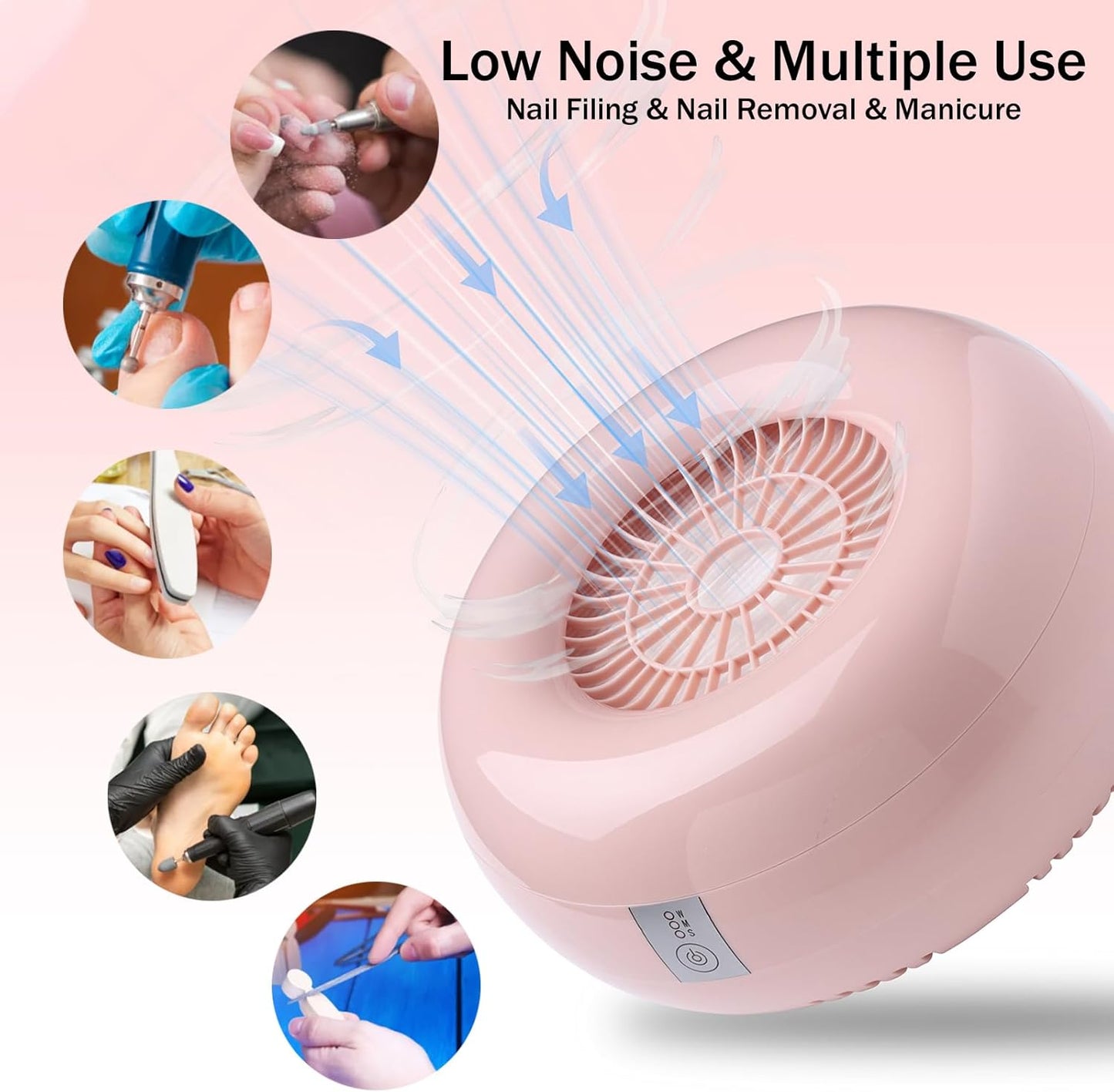 Nail Dust Collector Nail Tech with 2 Reusable Filters Powerful Suction Nail Vacuum Cleaner Fan Dust Collector Professional Electric Extractor Magnetic Cover Low Noise for Acrylic Gel