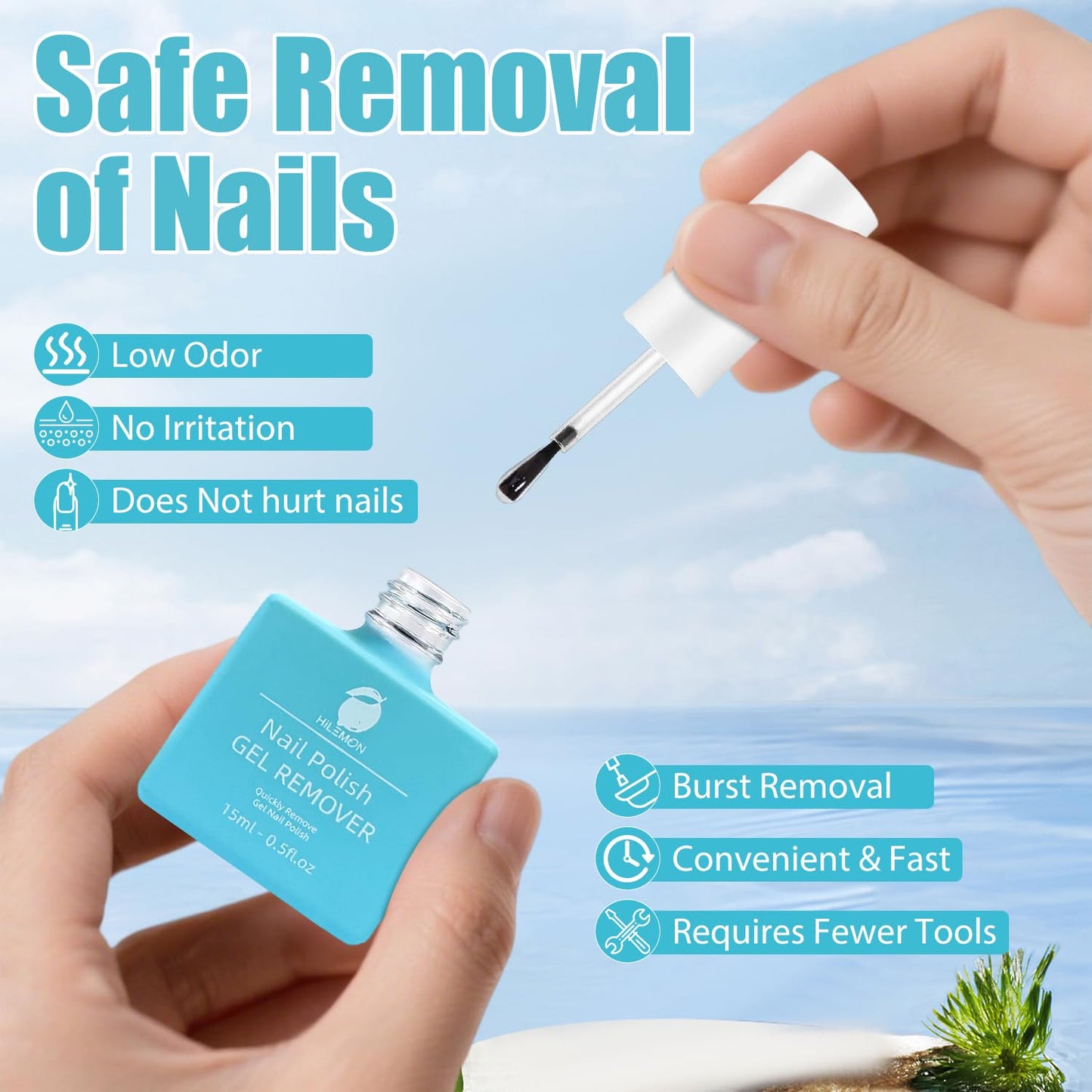 Quick Gel Nail Polish Remover, Easy Remove Gel Polish in 3 Minutes, No Need Soaking or Wrapping, Gel Remover for Nails, 15ml 2PCS