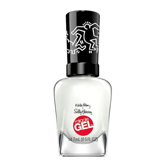 Sally Hansen Miracle Gel Keith Haring Salon Quality Nail Polish | Gel-Like Formula, Two-Step System, No UV Light Needed, Long Lasting | Opaque, Glossy | 918 Blanc Canvas | White Nail Polish