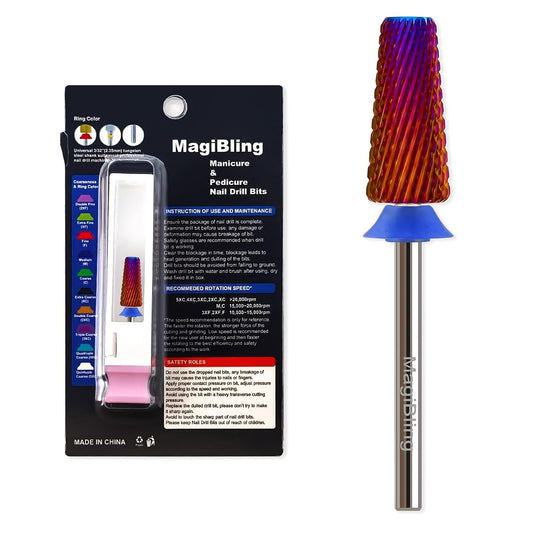 Professional Nail Drill Bits for New Artists, Cross Cut 3/32'' Safety Tungsten Carbide Tapered Bit, Remove Gel Fast, Left & Right Hand Use, Manicure Cuticle Soft Hard Gel Polishing, Medium.