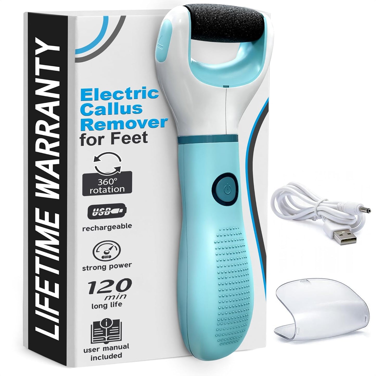 Rechargeable Electric Foot Callus Remover Tool – High-Speed 2800 RPM Electric Foot Sander Callus Remover with Replaceable Roller – Compact & Easy Maintenance, Up to 1-Hour Runtime for Smooth Feet