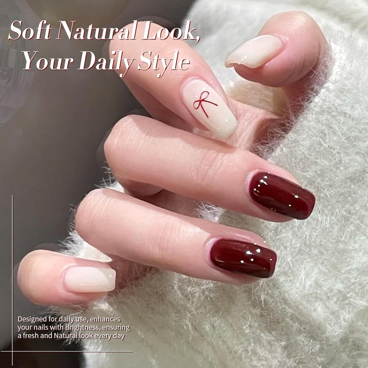 Born Pretty Christmas Red Gel Nail Polish Set,6 Colors Christmas Burgundy Blood Red Glitter Snowflake White Gold Silver Sparkle Nail Gel Kit Soak Off U V Nail Gel Polish Nail Art Home Diy Manicure