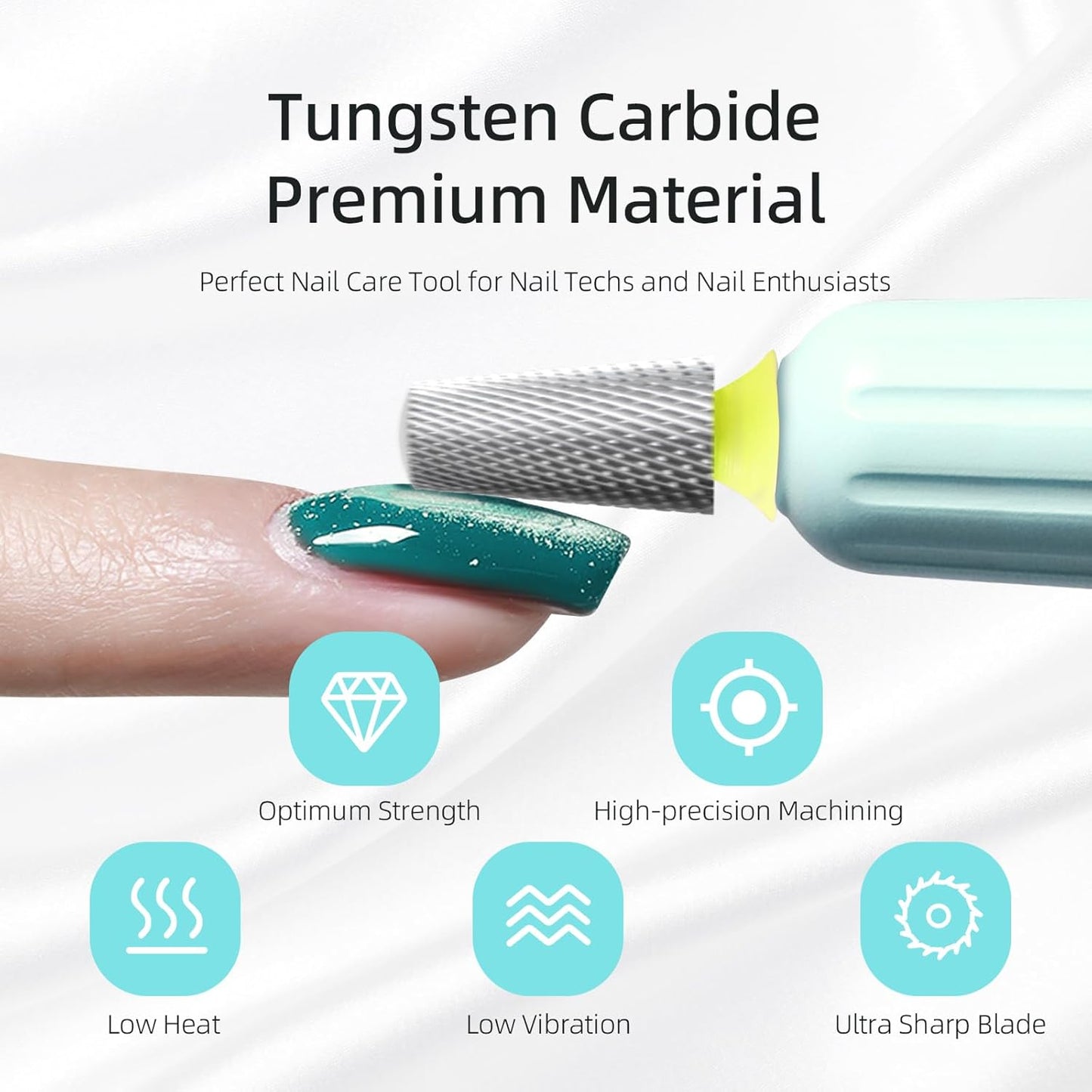 Safety Tapered Nail Drill Bits, XF Uncoated Smooth Top Barrel Nail Bit, 3/32 Two-way Carbide Drill Bits for Nails, Electric Drills Files Accessories Removal Manicure Base Coat
