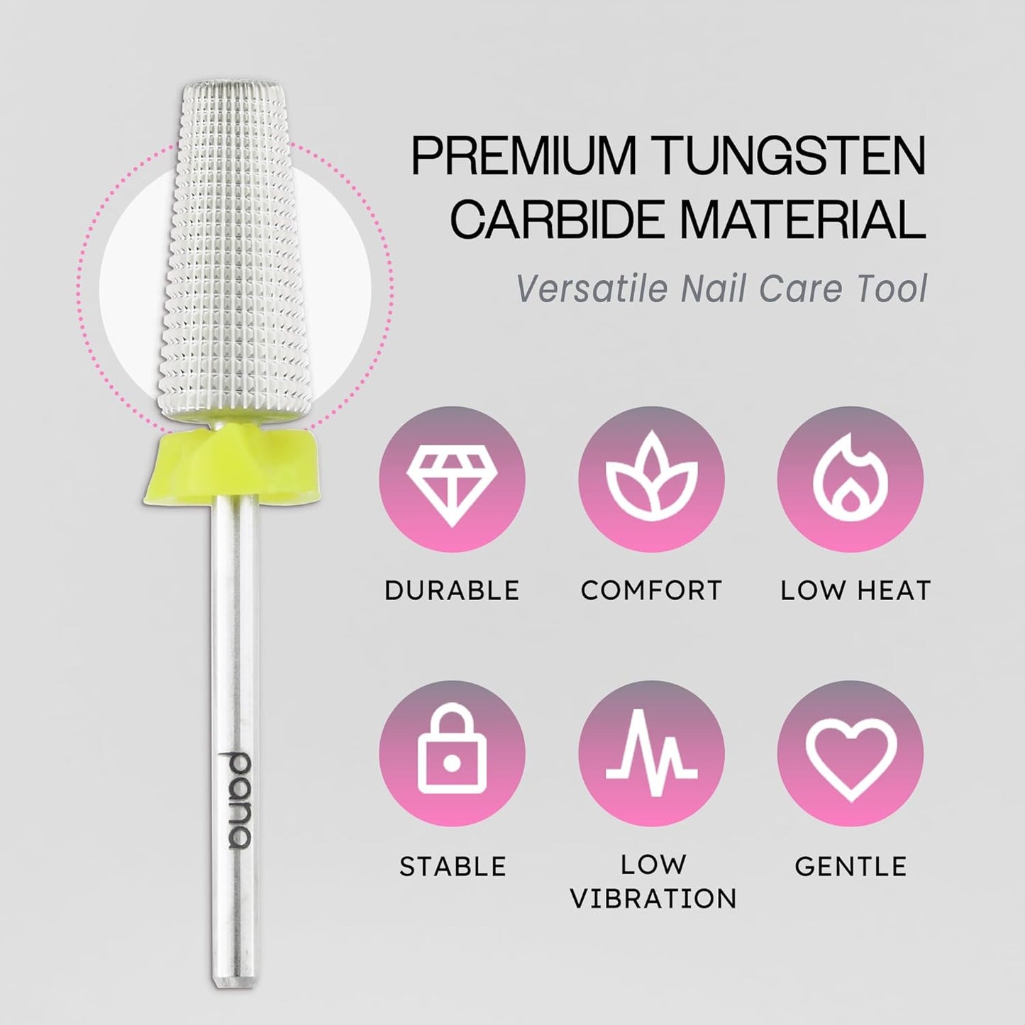 PANA Nail Carbide 5 in 1 Bit - Two Way Rotate use for Both Left and Right Handed - Fast remove Acrylic or Hard Gel - 3/32" Shank - Manicure, Nail Art, Drill Machine (Extra Fine - XF, Silver)