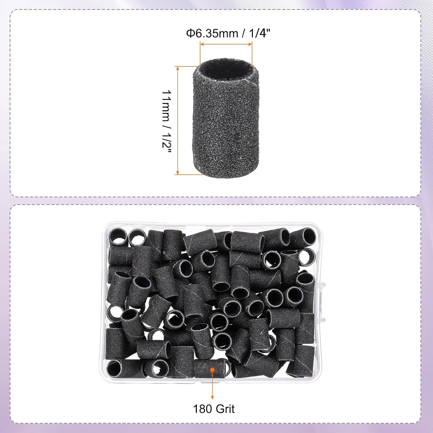 HARFINGTON 100pcs Small Sanding Bands 180 Grit for Nail Drill Bits Mini Sanding Band for Nails Gel Manicures Black