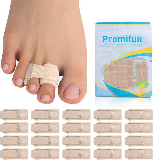 20 Pack Hammer Toe Corrector Toe Splint for Broken Toes,Brace Orthopedic Separator, Cushioned Bandages, Heal Wrap Toe Straighteners for Crooked Toes（Brown）
