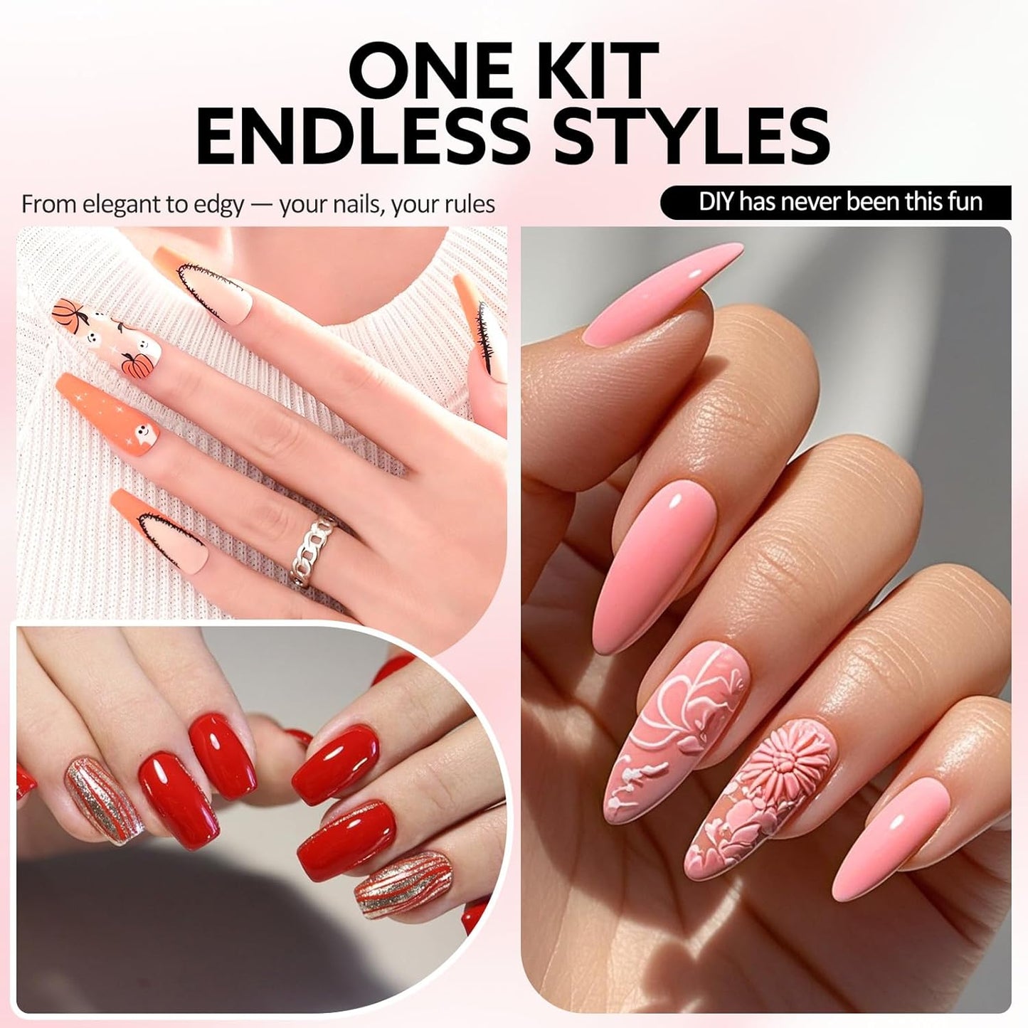 VENALISA Gel Nail Polish Set, 5 Colors 10ML Gel Polish Kit Red Nude Pink Coral Orange Soak Off Salon Manicure DIY at Home Nail Art For Girls Women