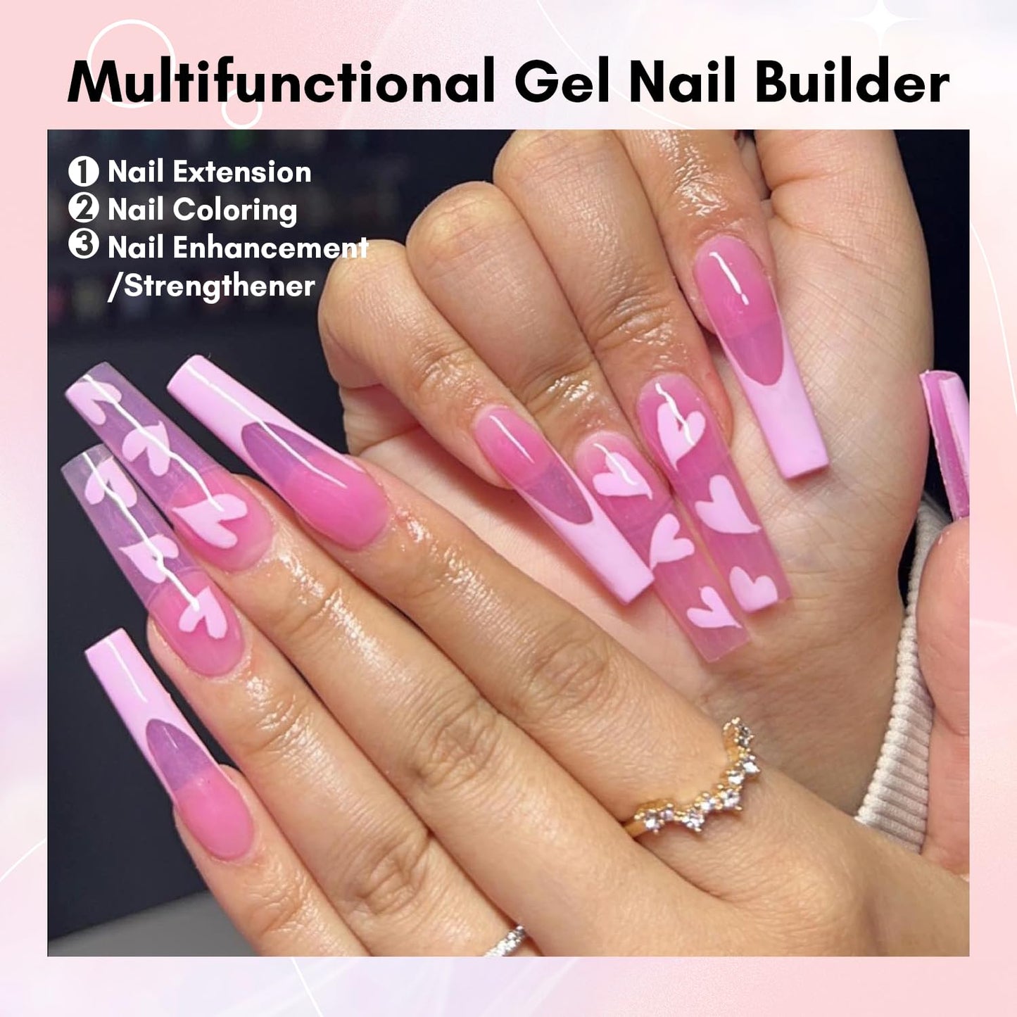 Makartt Poly Nail Gel: 50ML, Sheer Pink Color, Strong Builder for Extension Strengthener 3D Diy, Resistent Hard Gels for Nails Manicure Supplies Home Salon-Azalea