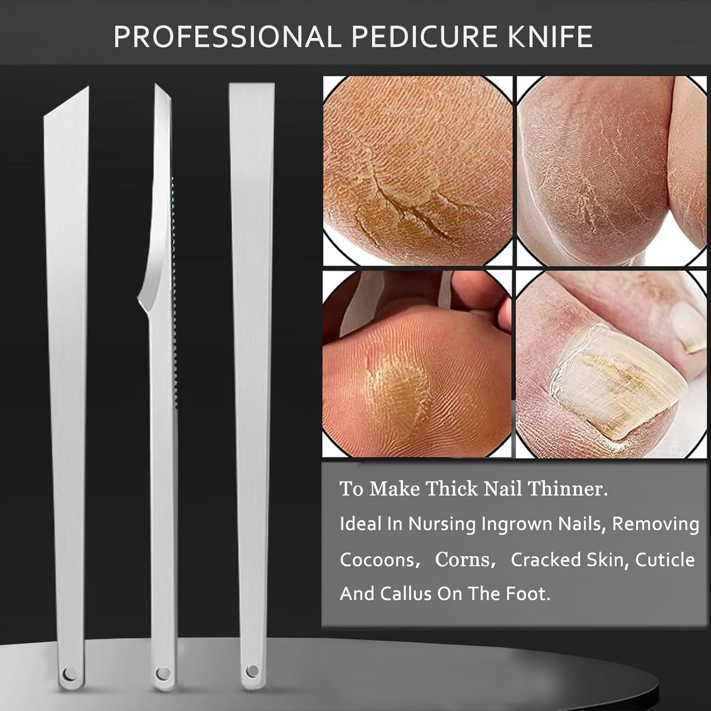 Ingrown Toenail Clipper Pedicure Tools for Feet Thick Nails Toenail Removal Kit Callus Pedicure Knife Nail Cutter