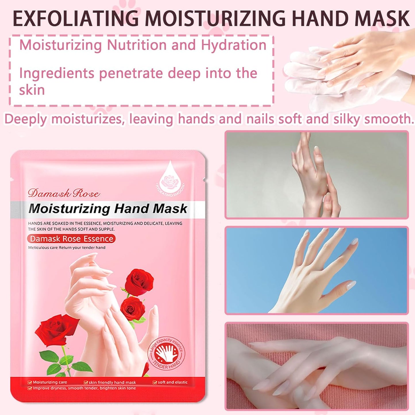 6PCS Hand Masks,Hydrating Hand Masks Moisturizing Gloves Overnight for Dry Cracked Hands,Daily Hand Care Hand Masks Gift Set for Women and Men H