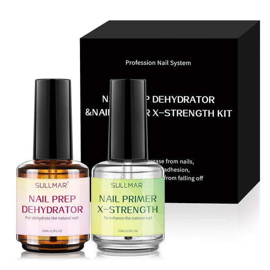 Nail Prep Dehydrator & Nail Primer X-Strength Kit, Profession Nail System Enhance Nail Bonding for Acrylic Nails