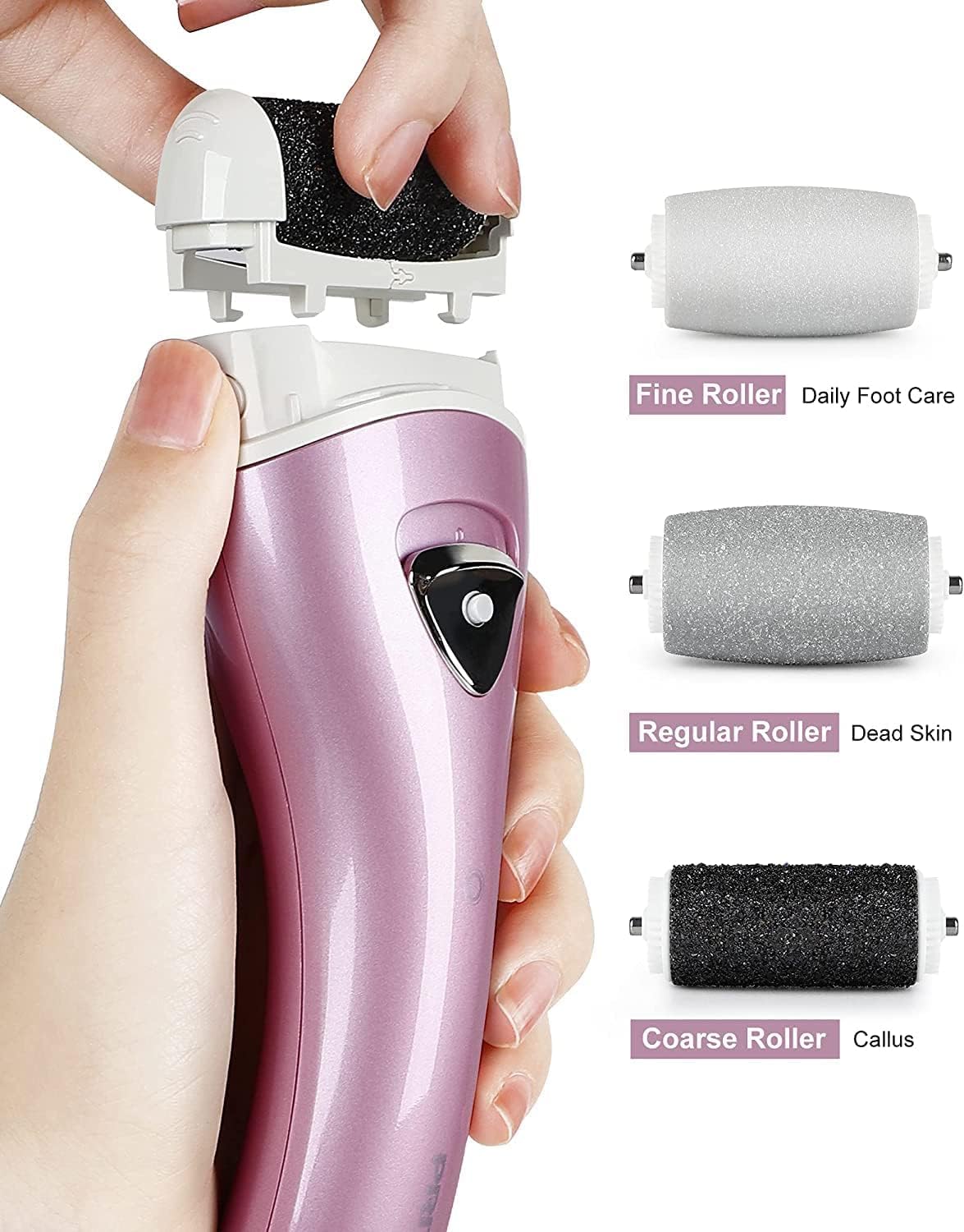 Electric Foot Callus Removers Rechargeable,Portable Electronic Foot File Pedicure Tools, Electric Callus Remover Kit,Professional Pedi Feet Care Perfect for Dead,Hard Cracked Dry Skin（Pink）