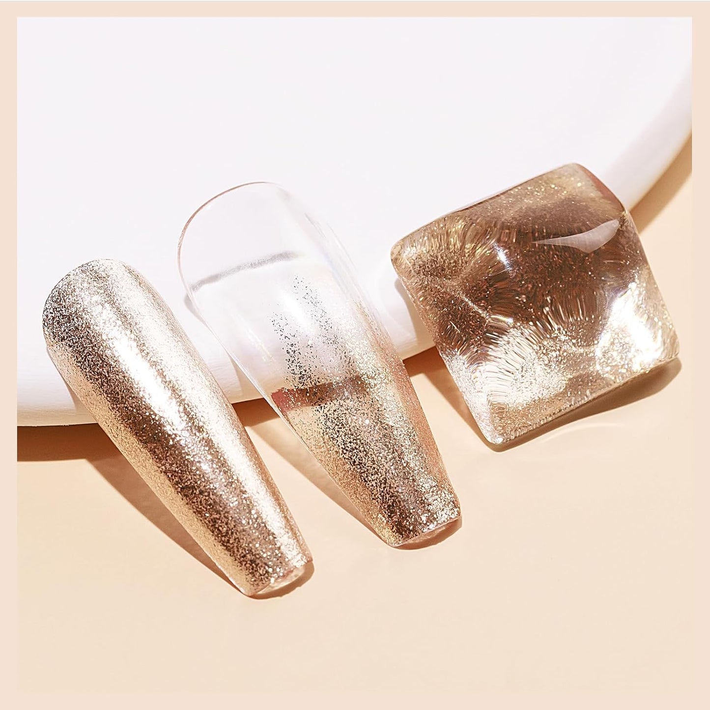 Glitter Nail Polish Quick Dry 12ML, Shimmer Champagne Gold Glitter Nail Polish Sparkly Shine nail polish Holographic Varnish Nail Lacquer Natural Nail Art for Beginner-1PC