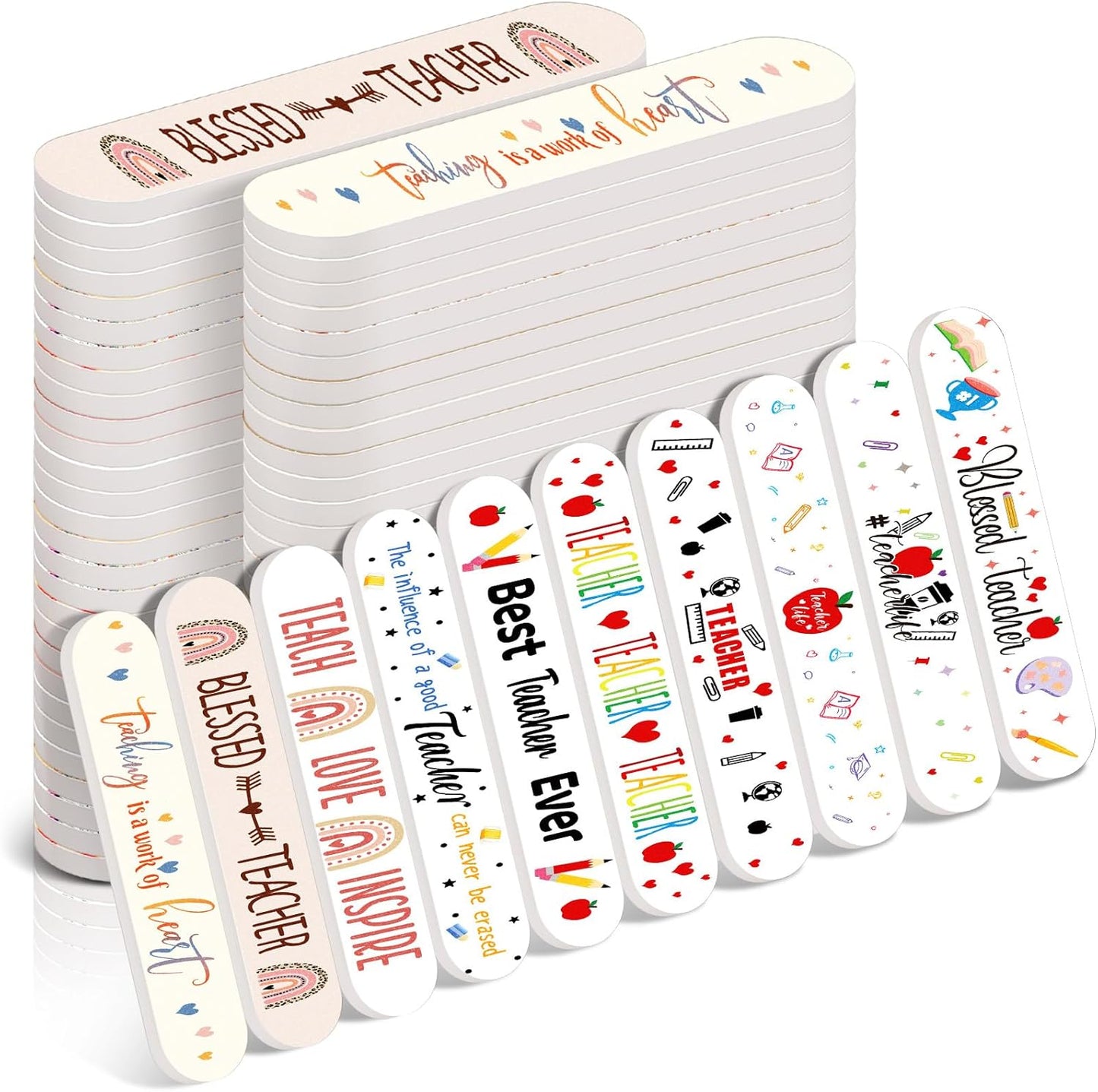 50 Pack Christmas Teacher Appreciation Gifts Bulk Teacher Thank You Nail Files Emery Boards Small Spa Party Favors Employee Appreciation Gifts for Staff Team Coworkers