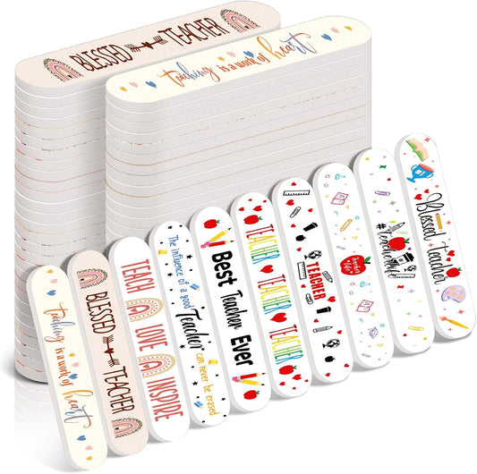 50 Pack Christmas Teacher Appreciation Gifts Bulk Teacher Thank You Nail Files Emery Boards Small Spa Party Favors Employee Appreciation Gifts for Staff Team Coworkers