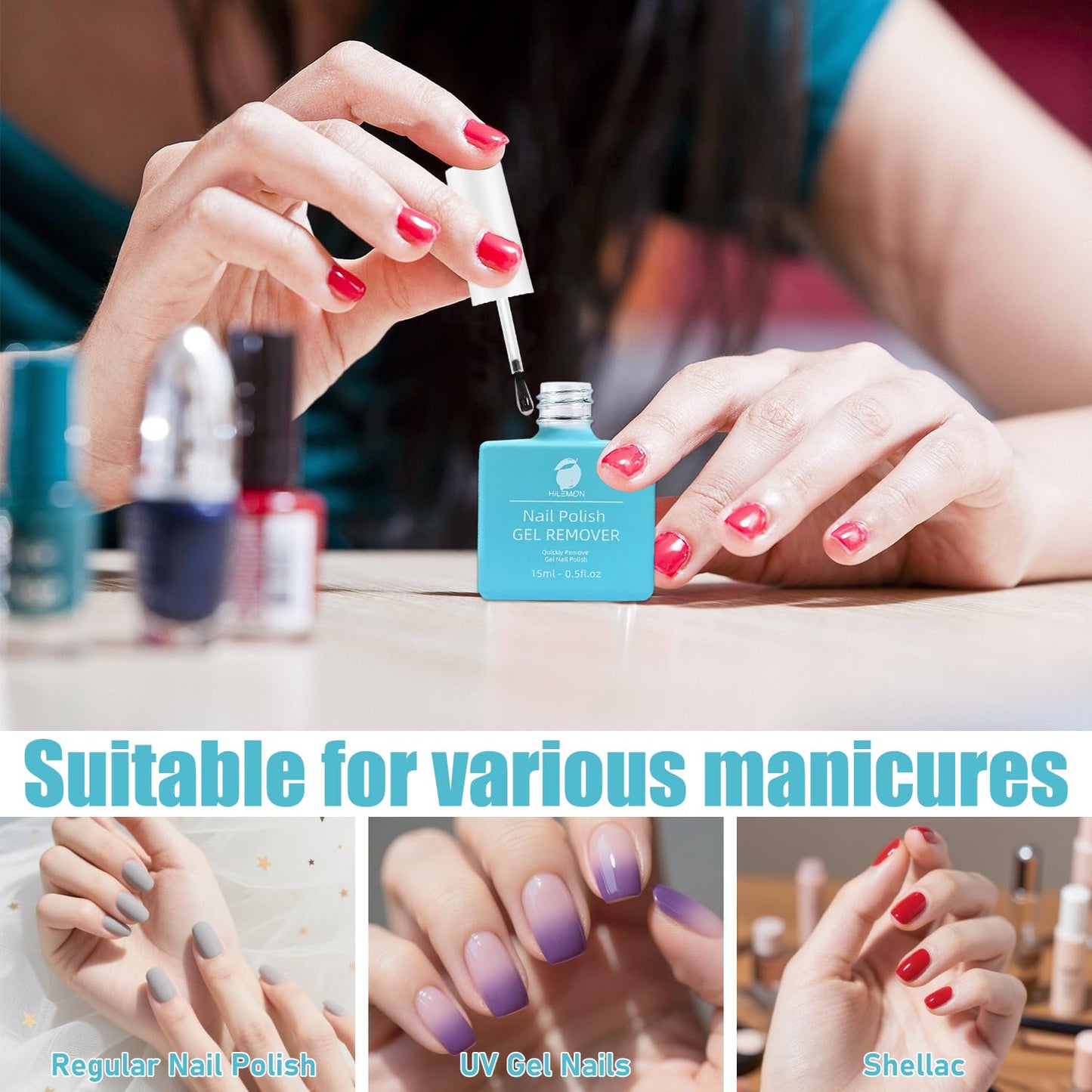 Quick Gel Nail Polish Remover, Easy Remove Gel Polish in 3 Minutes, No Need Soaking or Wrapping, Gel Remover for Nails, 15ml 2PCS