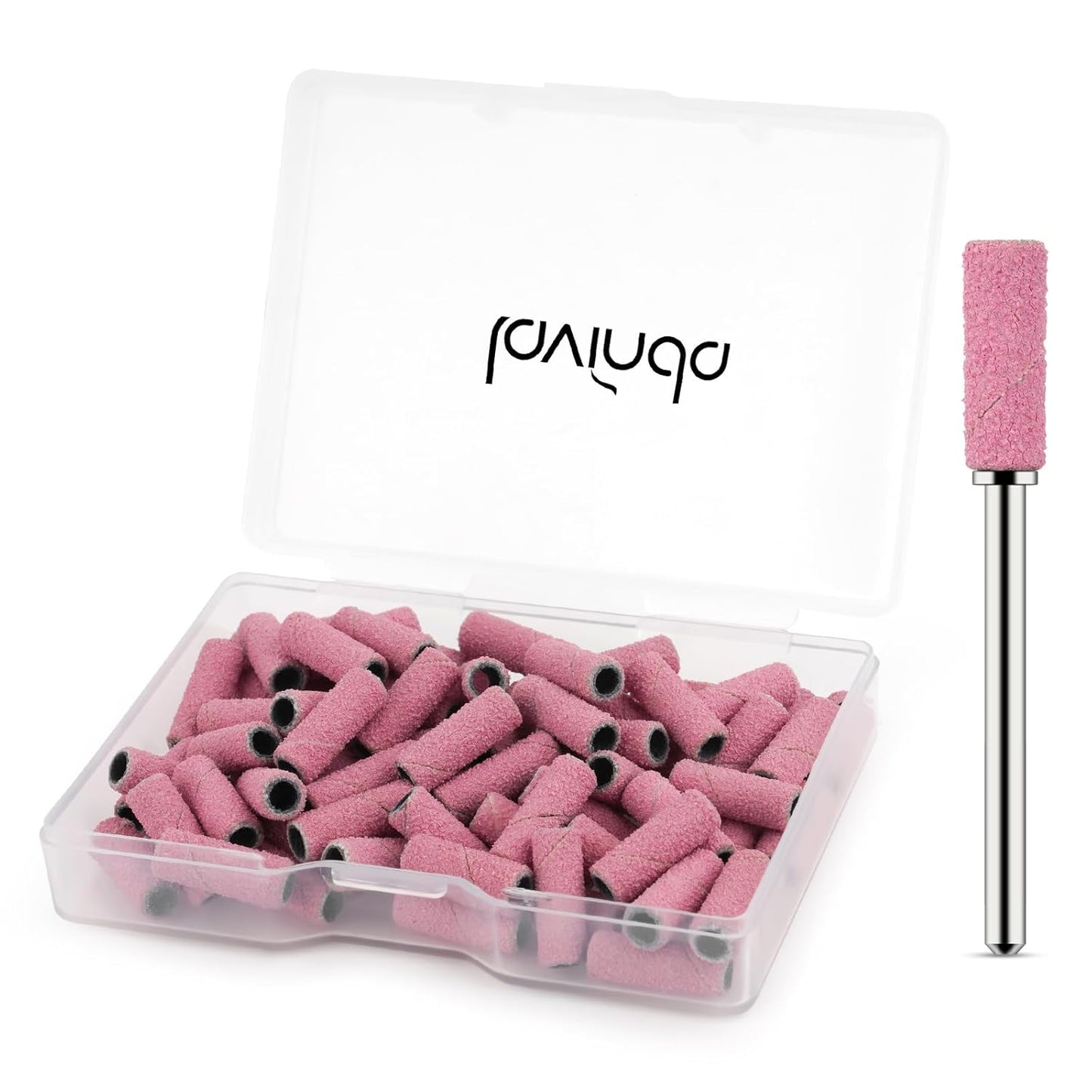 Lavinda Small Sanding Bands for Nail Drill with 3.1mm Mandrel Bit, 80 Piece Set Coarse Mini Sanding Bands Nail Drill Bits for Acrylic Nails Gel Manicures and Pedicures (80 Grit, Pink)