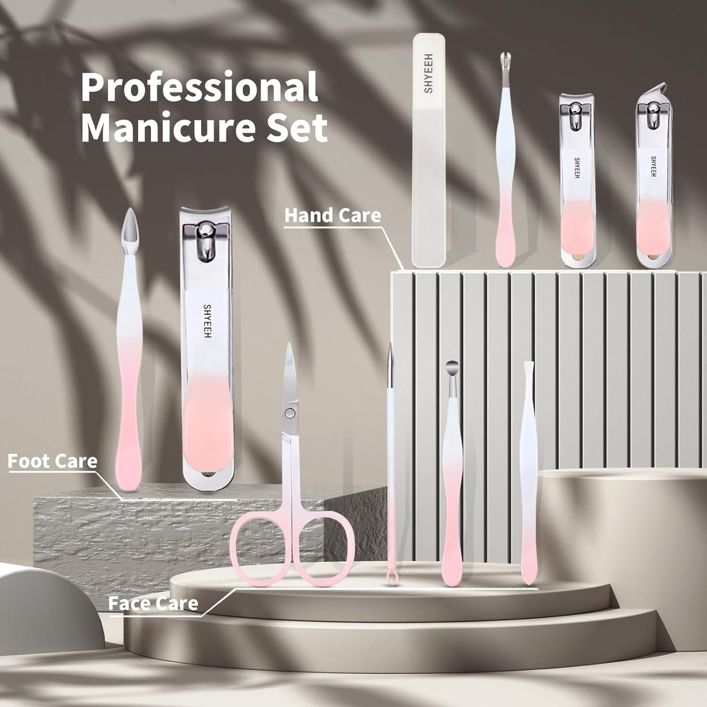 Manicure Set, 10 pcs High-Carbon Steel Nail Clippers Set, Portable Mini Manicure and Pedicure Kit, Travel Grooming Nail Kit with Leather Bag for Men and Women