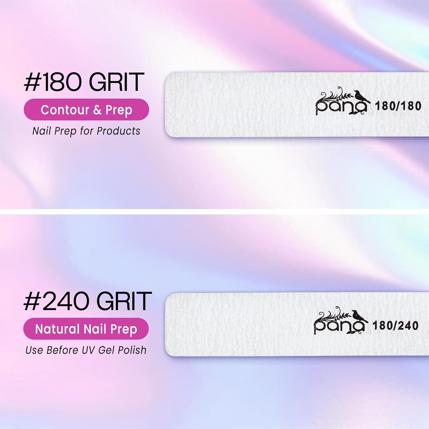 10PCS Jumbo Size PANA Professional Double Sided Nail Files - Zebra, 100/100 Grit - Emery Board Nail Buffering File Manicure Pedicure Nail Polisher Washable