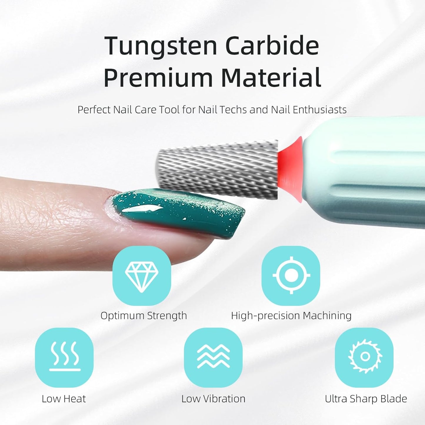 Fine Safety Tapered Nail Drill Bits, Uncoated Smooth Top Barrel Nail Bit, 3/32 Two-way Carbide Drill Bits for Nails, Electric Drills Files Accessories Removal Manicure Soft Gel