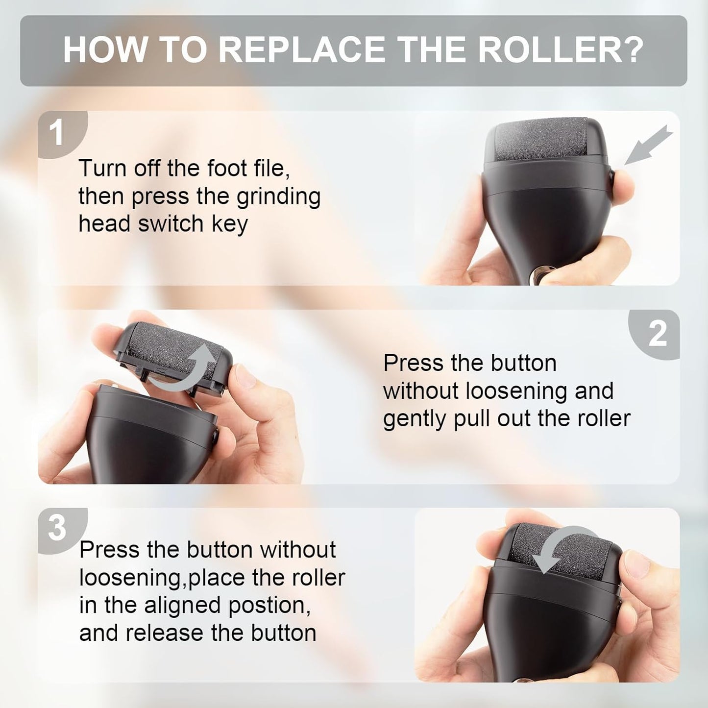 Callus Removers 8 Pack Replacement Rollers Heads for Electric Feet File Pedicure Tools, Pedicure Kit Refill Rollers 3 Extra Coarse, 3 Regular Coarse, 2 Fine Coarse Refill Rollers