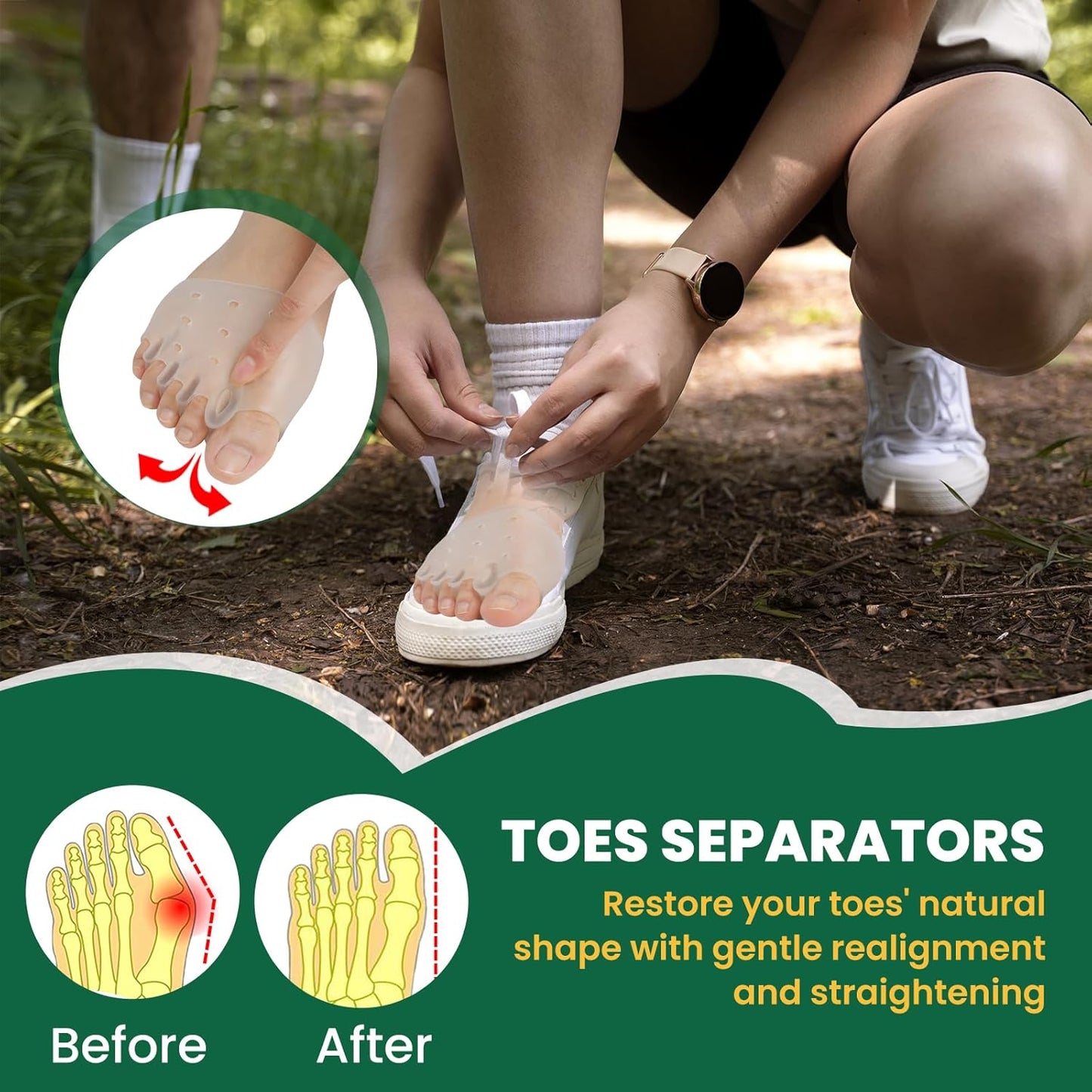 Toe Separators & Metatarsal Pads for Women & Men - 4Pcs Gel Toe Spacers, Ball of Foot Cushion for Pain Relief, Metatarsalgia, Morton’s Neuroma, Long Hours of Standing or Walking