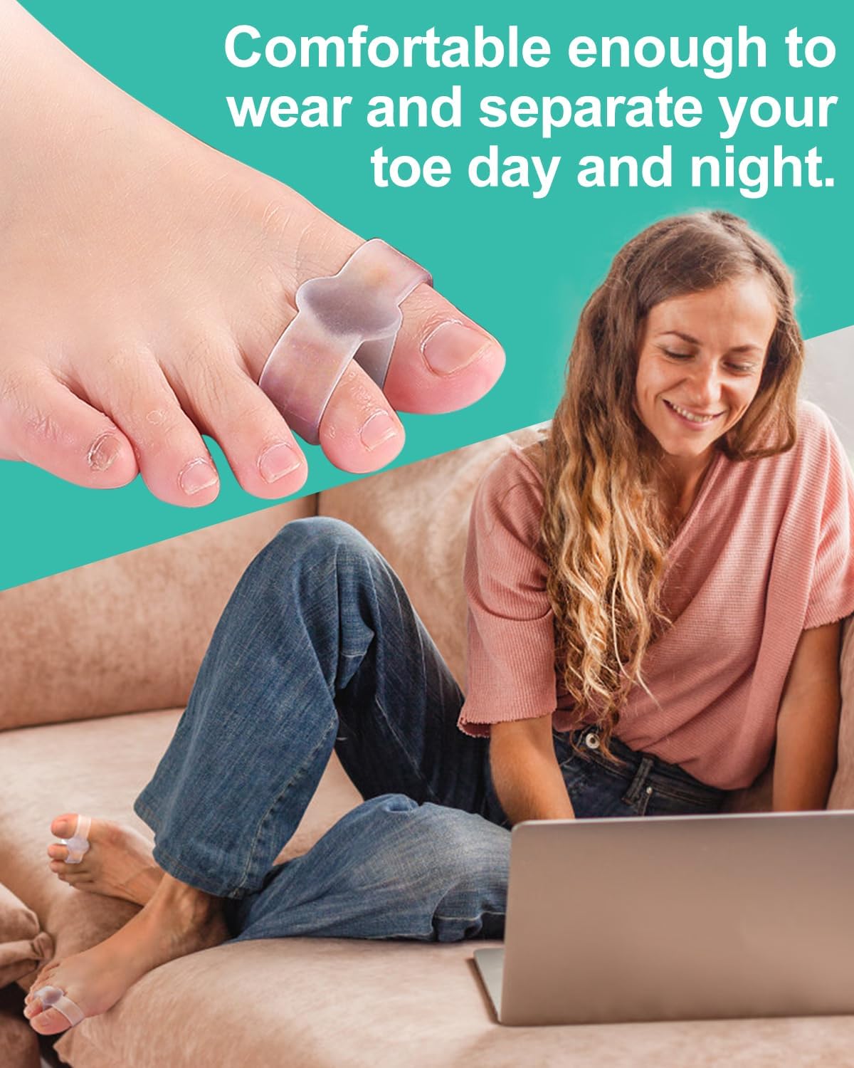 10 Pack Bunion Toe Corrector, Gel Toe Separators Big Toe Spacers with 2 Loops for Women Big Toe, Bunion Pain Relief, Overlapping Toe, Hammer Toe (Clear)