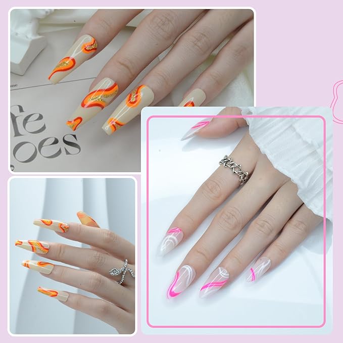 Nail Art Gel Liner Set, 12 Colors Black White Hot Pink Yellow Green Glitter Fall Winter Gel Polish for Swirl French Tip Painting Designs Soak Off Built Thin Brush DIY Nail Design Kit