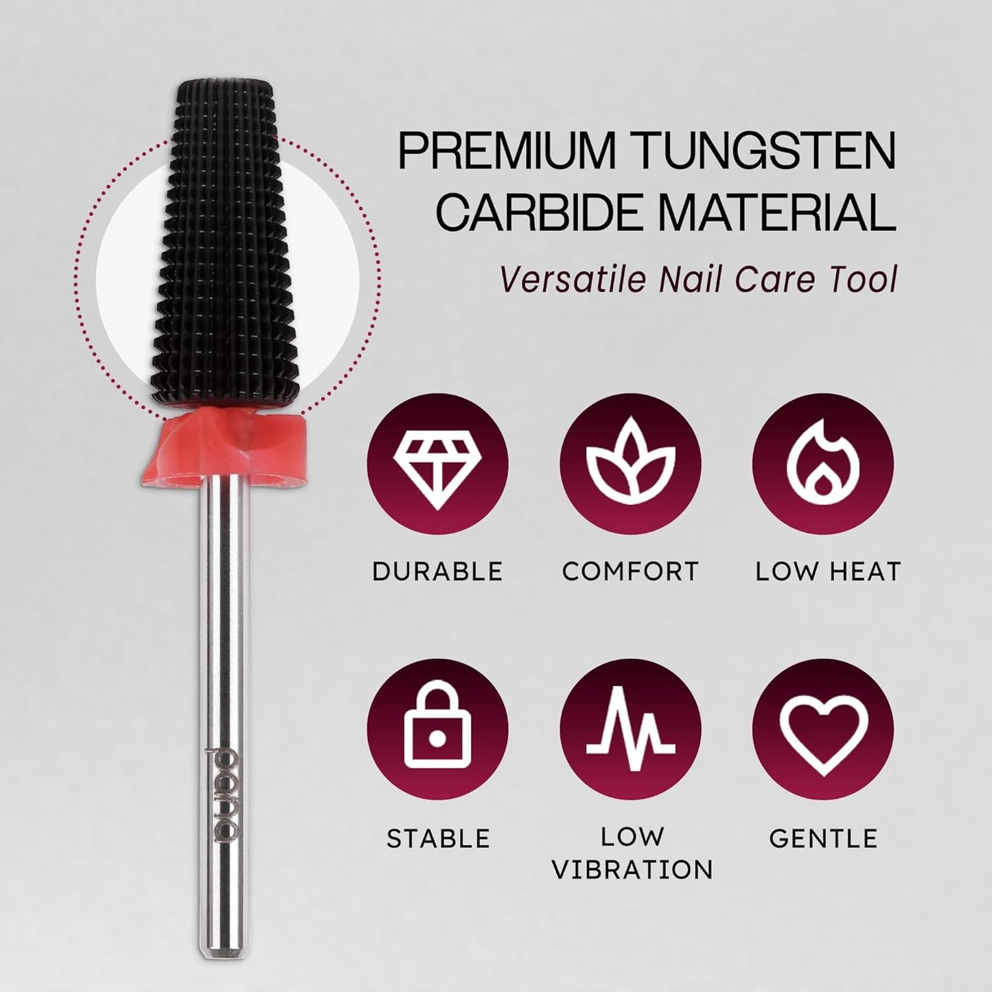 PANA Nail Carbide 5 in 1 Bit - Two Way Rotate use for Both Left and Right Handed - Fast remove Acrylic or Hard Gel - 3/32" Shank - Manicure, Nail Art, Drill Machine (Fine - F, Black)