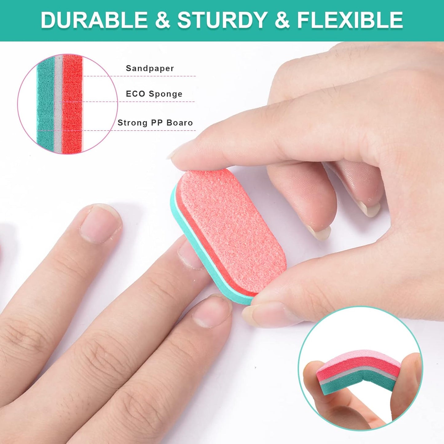 Diesisa Mini Nail Files Block, 100/180 Grit Sponge Nail Buffers for Acrylic Nails, Mini Buffing Block Double Sided for Manicure Tools 40 Count - Green/red