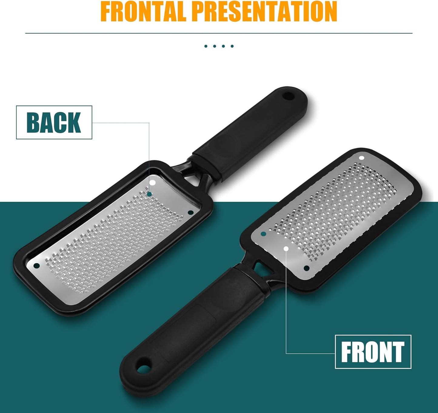Foot File Foot Scrubber Pedicure, 2 Pcs Stainless Steel Callus Remover for Feet, Professional Foot Grater Rasp Scraper Corns Callous Removers Tool to Hard Skin Corns for Dry and Wet Fee