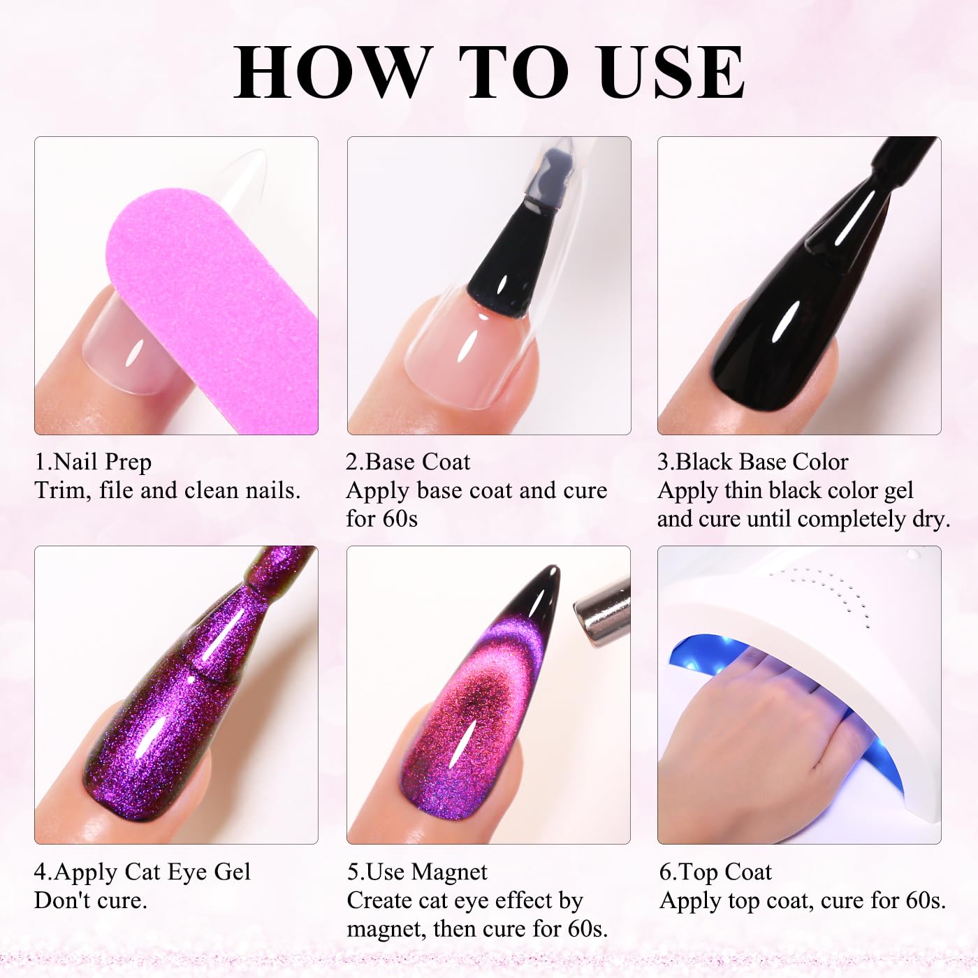 Imtiti Silver Cat Eye Gel Nail Polish, 15ML Silver Holographic Glitter Cat Eye Gel Polish with Magnet UV LED Magnetic Gel Nail Polish Clear Galaxy Sparkly Home DIY Manicure Nail Kit