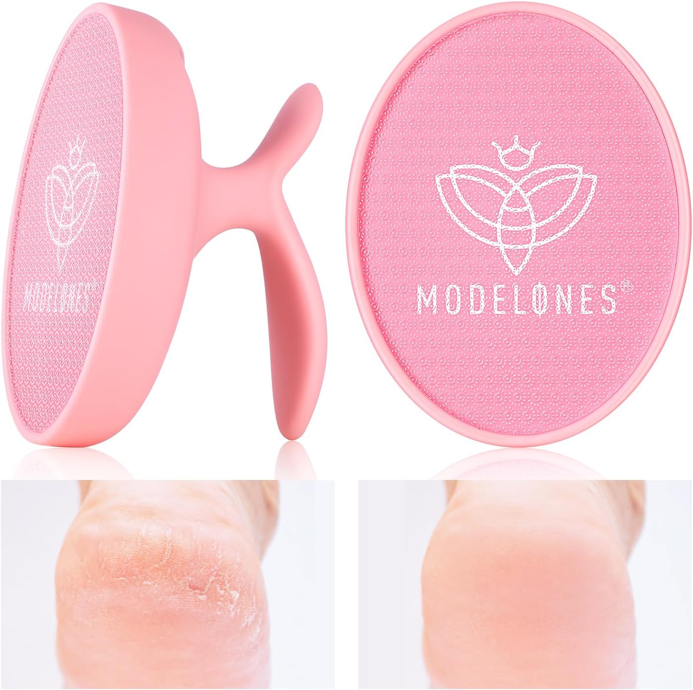 Modelones Glass Foot File, Professional Foot Scrubber and Callus Remover, Heel Scraper for Cracked Heels, Dead Skin Remover, Foot Buffer for Soft Feet, Safe Pedicure Tool with Anti-Slip Handle