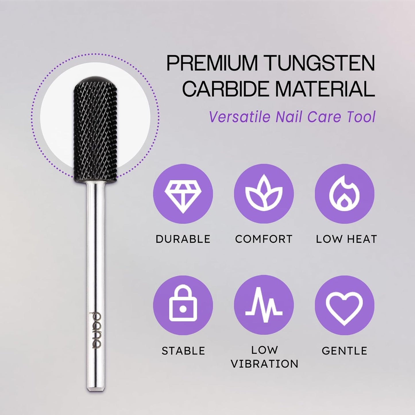 PANA 3/32" Small Smooth Round Top Safety Carbide Nail Drill Bit for Gel Polish & Acrylic Removal Nail Salon Manicure Pedicure Electric File Tools (Small Barrel - DLC Black, Fine)