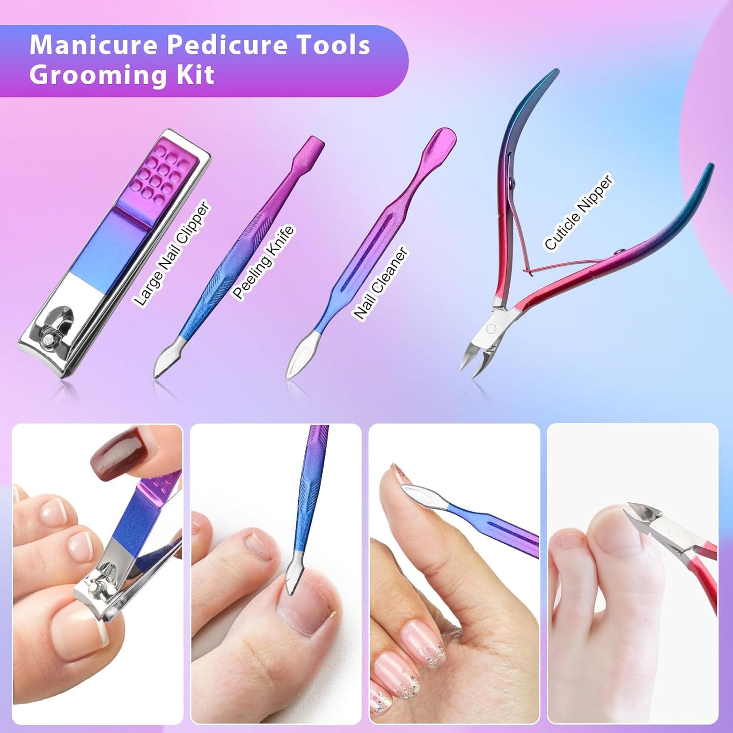 CGBE Manicure Set Nail Clippers Pedicure Kit Men Women Grooming kit Manicure Professional Nail Care Tools Gift 12Pcs with Luxurious Travel Case