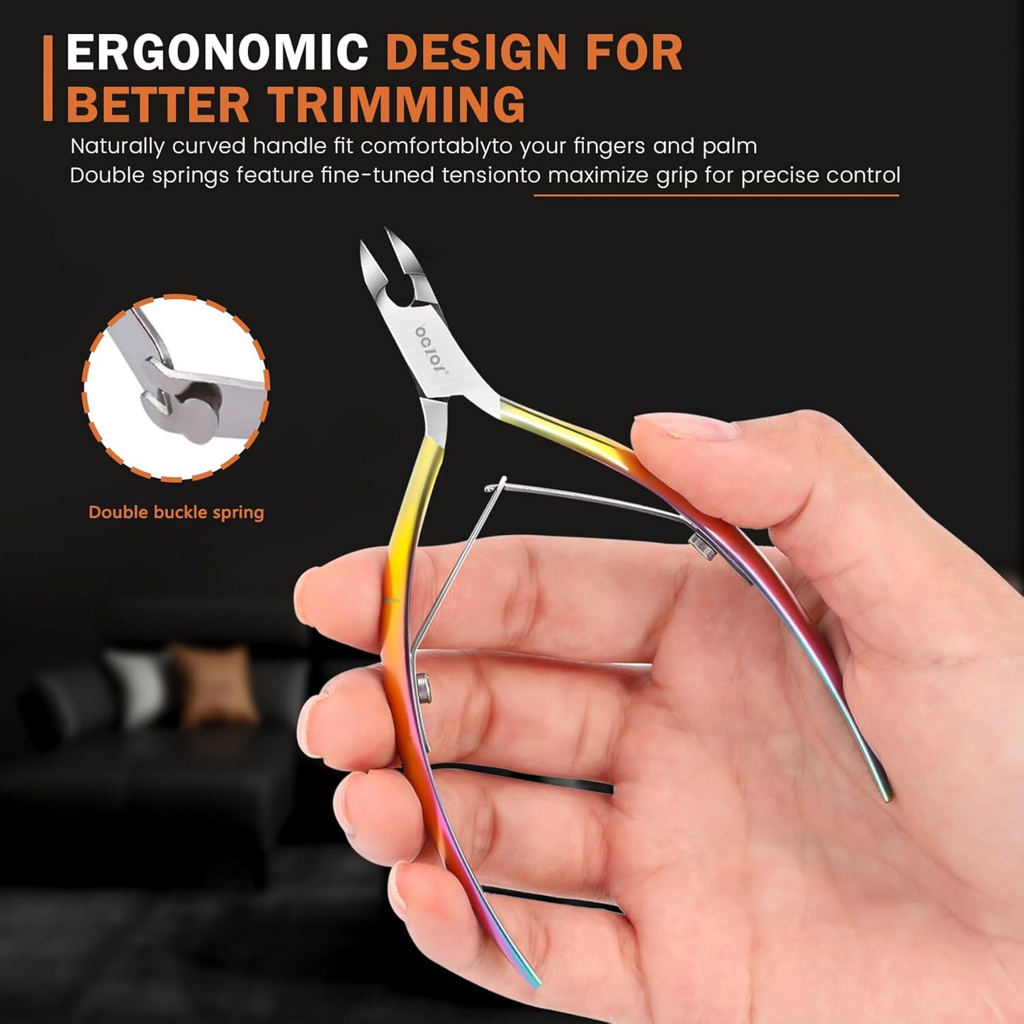 BEZOX Professional Cuticle Clipper with Tip Cover, Rainbow Finish, Stainless Steel Manicure Tool Cuticle Remover, 7mm Jaw, 1 Piece