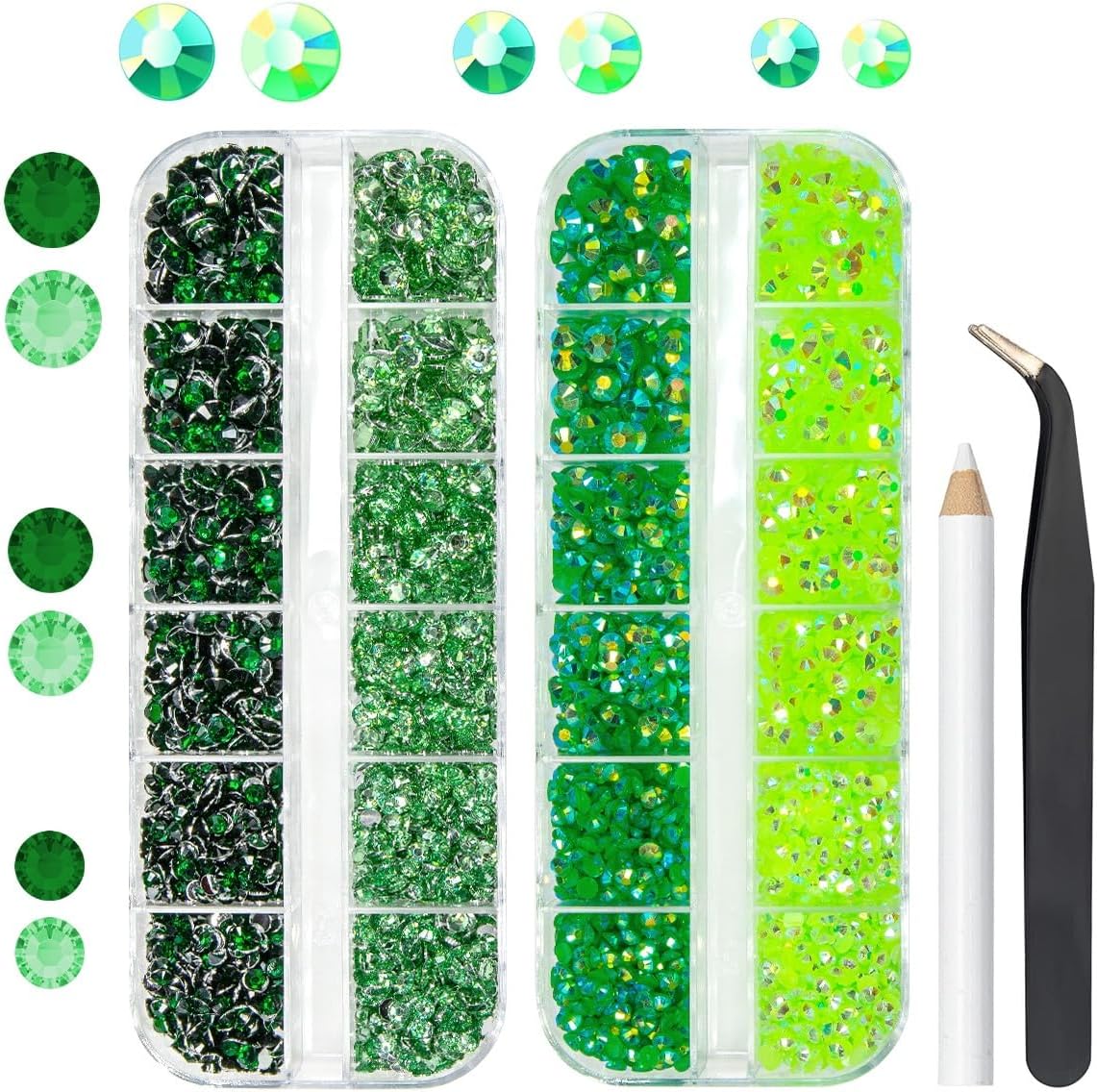 Green Resin Rhinestones for Crafting 3mm 4mm 5mm Flatback Fresh Green Emerald Green Jelly Stones Non-Hotfix Gems Diamonds Crystals Charms for Nails Eyes Face Makeup Tumblers Bottles DIY Crafts