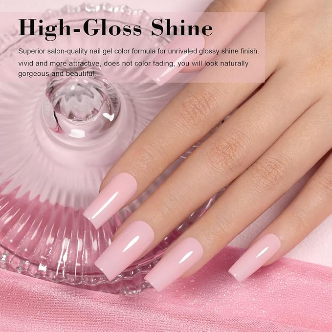RARJSM Nude Sheer Gel Nail Polish Pale Purple Pink Neutral Skin Tone Color Ice Jelly Pink Gel Polish Transparent Nail GelPolish Soak off UV LED Cured for Home Salon DIY French Manicure 15ml