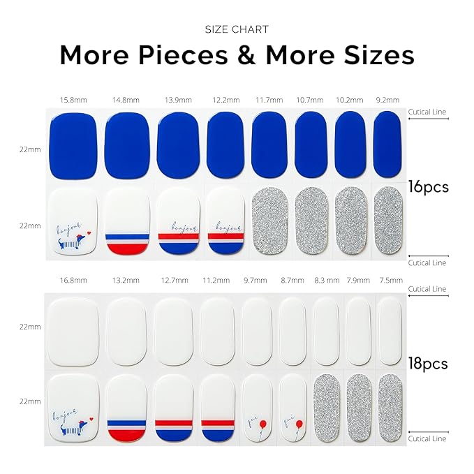 NAILOG Semi Cured Gel Nail Strips - 34 pcs | Buy 2 Get 1 UV Lamp | Long Lasting Nail Polish Sticker Wraps with Glossy Gel Finish, Bonjour