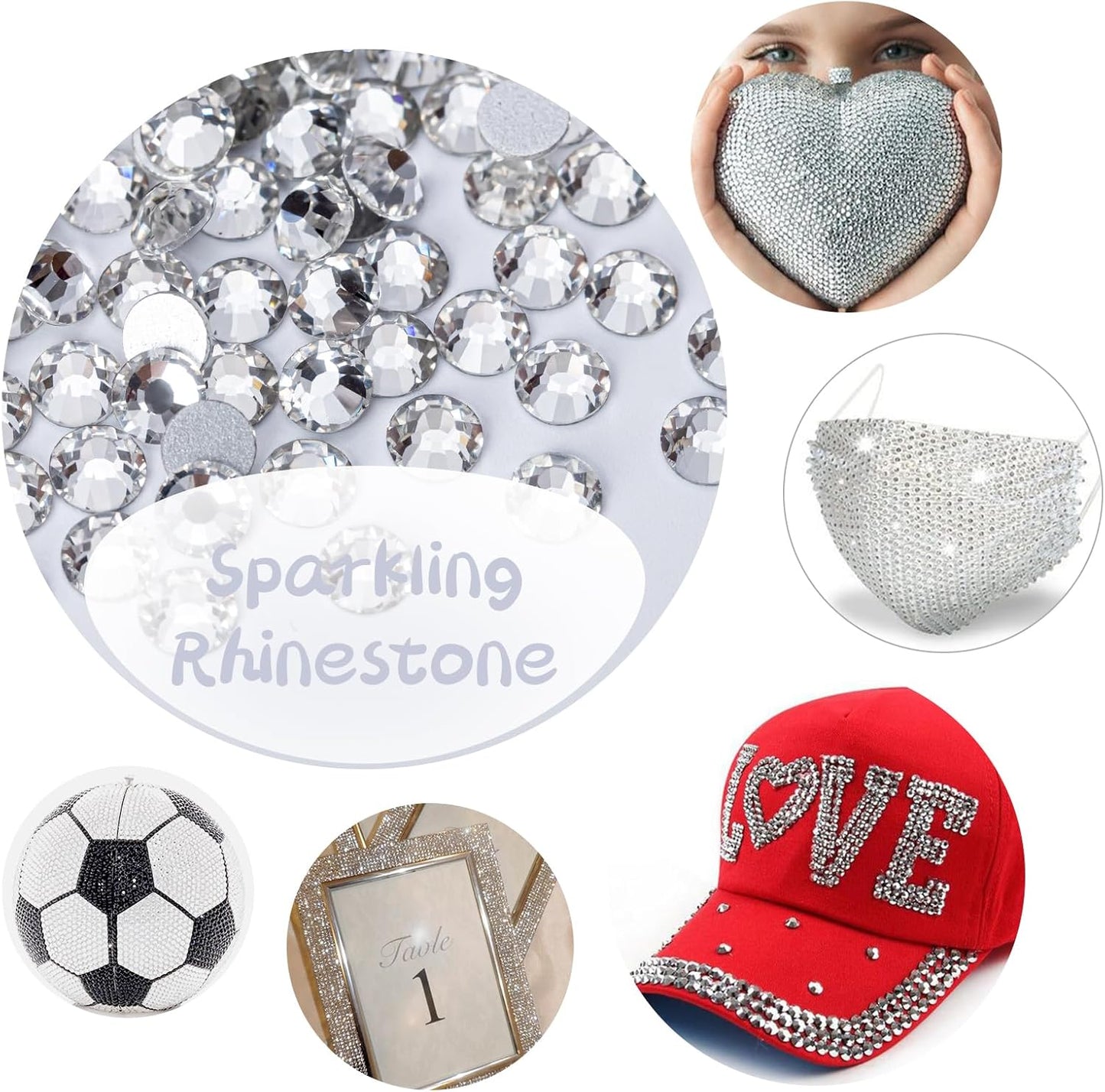 10000PCS Clear Rhinestones Bulk, Flat Back Crystal Glass Stone Round Gems,SS20, 4.6-4.8mm