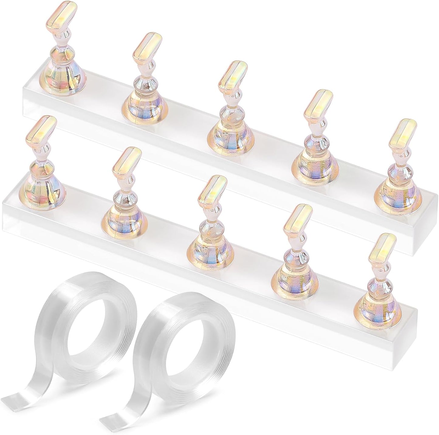 Etercycle Nail Stand for Press On Acrylic Nails Art Display Stand Nail Holder for Painting Magnetic Nails Stand with Double-sided Tape for Home DIY Salon Supplie (Yellow)