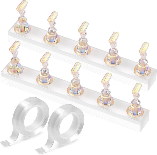 Etercycle Nail Stand for Press On Acrylic Nails Art Display Stand Nail Holder for Painting Magnetic Nails Stand with Double-sided Tape for Home DIY Salon Supplie (Yellow)