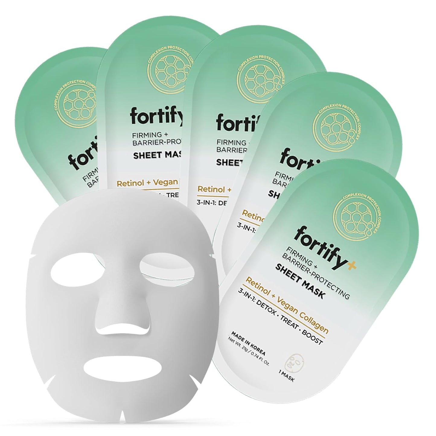 Retinol & Collagen Face Mask – 3-in-1: Detox, Treat, Boost – Hydrating, Firming, Anti-Aging – Dermatologist Tested Korean Skin Care – Clean Beauty Vegan Sheet Mask – 5 Sheets