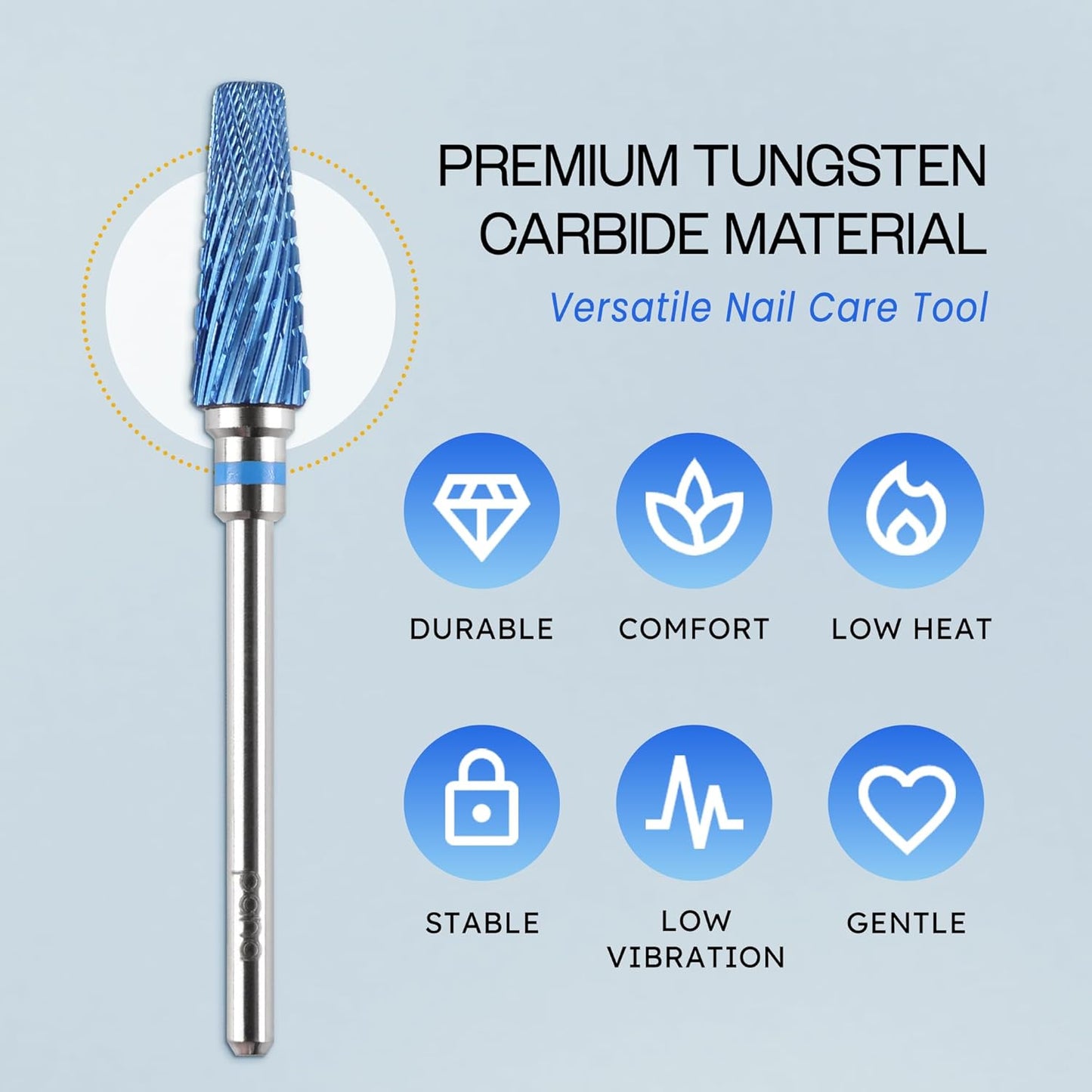 PANA 5-in-1 Pro Upgraded Multi-Function Drill Bit 3/32" Shank Size - (Blue, 2X Coarse to 2X Fine) - Mix Size Tungsten Drill Bit Fast Remove Acrylic Hard Gel Nail for Manicure Pedicure