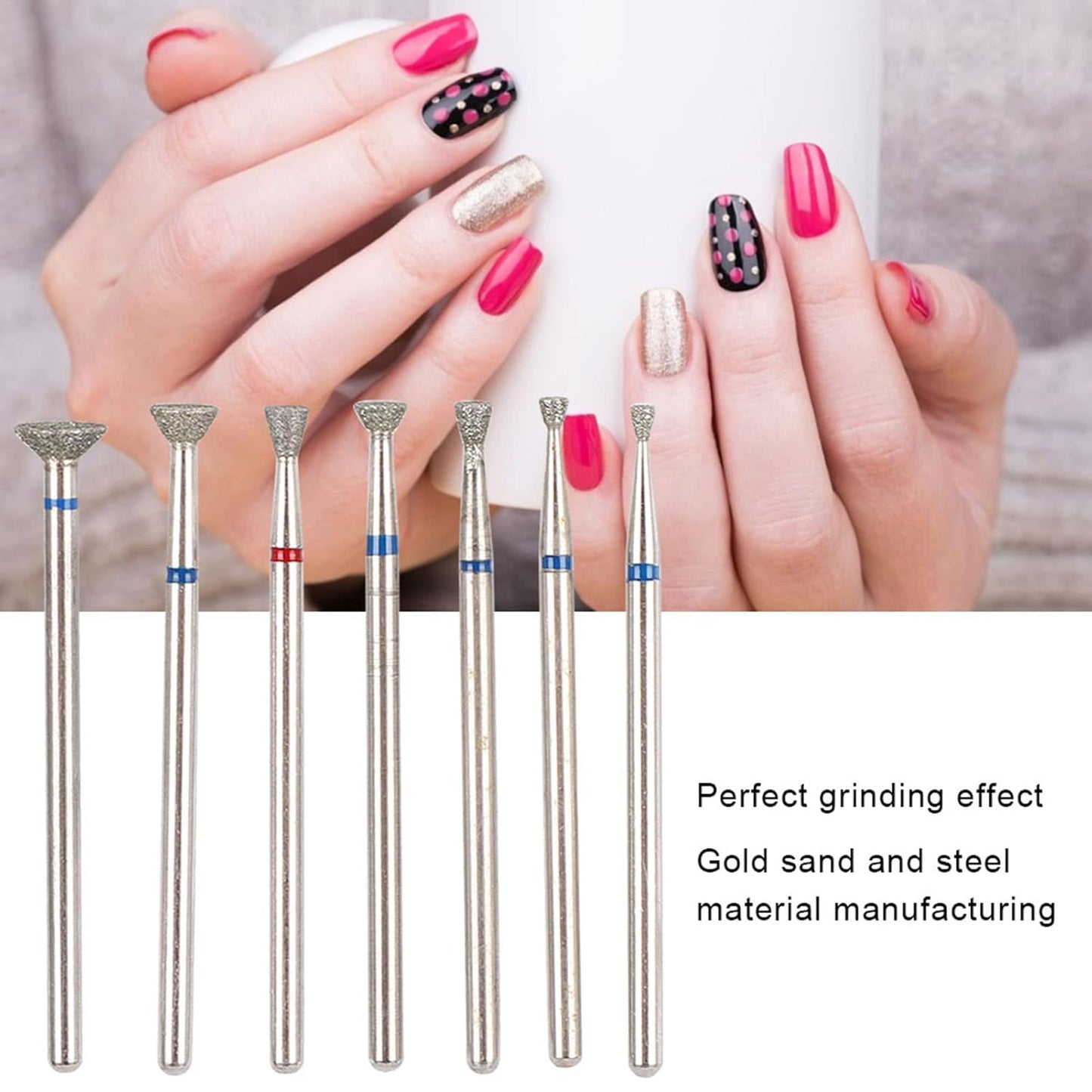 Nail Drill Bits, Multi Functional Nail Art Manicure Drill Bits, Electric Manicure Grinding Head Tool